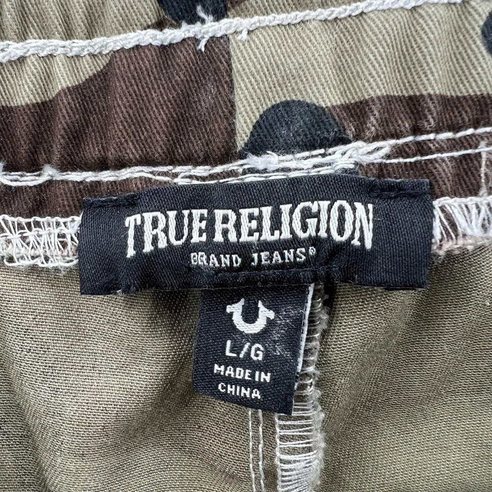 True Religion Camo Cargo Jogger Pants Mens Large Green Brown Hunting Streetwear